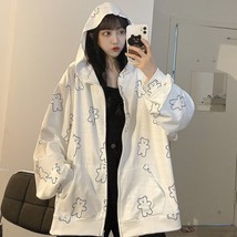 Ku bear print zip up hoodies women 2021 autumn casual korean fashion kawaii long sleeve thumb200