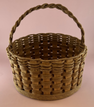 Round Brown Wooden Basket w/Handle - £10.16 GBP