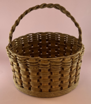 Round Brown Wooden Basket w/Handle - £9.99 GBP