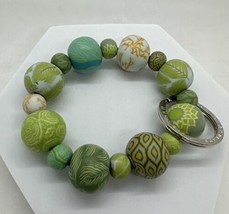 Jilzarah Handmade Clay Beads Beach Theme Green Multi-Color Wrist Keychain - £9.45 GBP