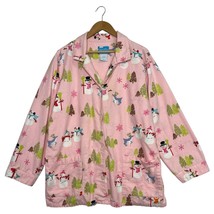 Nick Nora Pajama Set Womens 2XL Pink Flannel Snowman Reindeer Christmas ... - $649.39 MXN