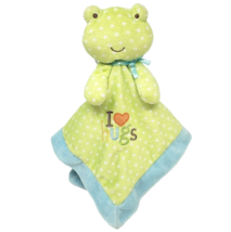 An item in the Baby category: CARTER'S JUST ONE YEAR BABY GREEN FROG DOTS SECURITY BLANKET RATTLE I LOVE HUGS