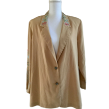 Vintage Maggie Sweet Blazer Blouse Sz L Top Floral Embroidered Tall Lightweight - £22.73 GBP