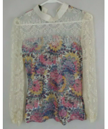 Oriental Women&#39;s Long Sleeve Floral Multicolor Lace Blouse Small - $13.43 CAD
