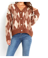 Petal &amp; Pup BRITNEY Long Sleeve CARDIGAN- BROWN, MEDIUM - £20.50 GBP