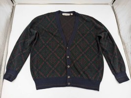 Vintage John Ashford Cardigan Sweater Mens XL Red Grandpa Dad Wool Blend Italy - £31.84 GBP