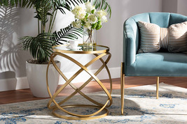 Theresa Gold Finished Metal and Mirrored Glass End Table - $151.00