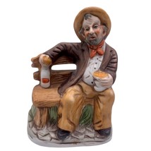 LeCroy Ceramic Man Hobo on a Bench Holding a Bag Beautiful Lifelike Deta... - $14.84