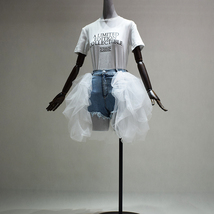 White Ruffle Slit Tulle Skirt Outfit Women Plus Size Floor Length Tulle Skirt image 6