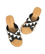 NWT TOMS Viv Black/Cream Tribal Boho Crossover Slide Sandal Women’s Size... - $39.00
