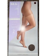 Silk Impressions ~ 2 Pair Women&#39;s Pantyhose Coffee Bean 15 Denier Sheer ... - $13.23 CAD