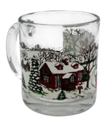 VTG Libbey Currier &amp; Ives Snowy Winter Christmas Village Clear Glass Mug... - $21.54