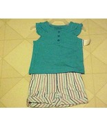 Healthtex Girls 12 Month Summer Outfit Turquoise Blue Top Striped Shorts... - £7.07 GBP