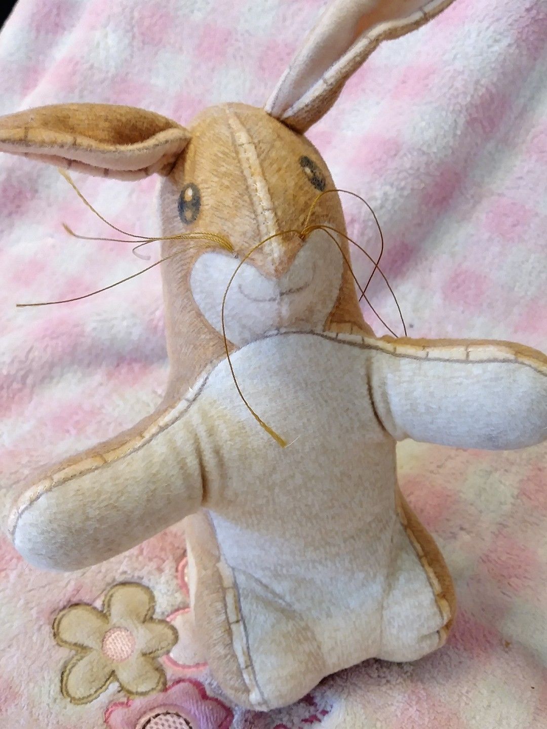 Vintage 80's Made in USA Rabbit toy Stuffed bean Animal by The Toy Works - $34.99