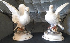 Figurines 2 WHITE DOVE Andrea by Sadek Porcelain 9&quot; Japan Exc Preowned V... - £74.33 GBP
