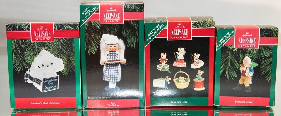 Primary image for Hallmark Keepsake Ornaments Lot of 4 Including Eric The Baker And Honest George