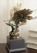 Ebros Bald Eagle W/ Open Wings On Rock Gold Electroplated Resin Statue 1... - $78.99