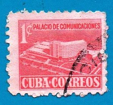 Cuba Postal Tax Stamp (used) 1957 1c Communications Bldg Scott # RA34   - £1.56 GBP