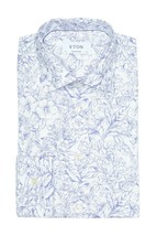  Eton Contemporary Fit White &amp; Blue Floral Shirt, Size 15 - £137.71 GBP