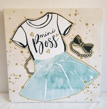 Framed Canvas Wall Art Painting Print Cute Baby Girl Mini Boss 14&quot;x14&quot;x1.5&quot; New - £16.03 GBP