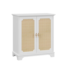Rattan Sideboard Buffet Liquor Cabinet - White Storage Console - $172.99