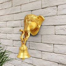 indian lord ganesha bell wall hanging brass decor height 9 inches - $121.43