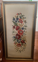 Vintage Flower Needlepoint Framed Wall Art - $177.41