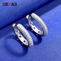 100% 925 Sterling Silver Sparkling High Carbon Diamond  Hoop Earrings For Women  - £28.04 GBP