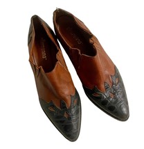 Ellemenno Vintage 90s Shoes Brown Black Leather Size 10M Western Pointed... - $276.80 MXN