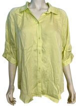 NWT Chico&#39;s Pale Lime 3/4 Sleeve Blouse Sandwash Satin Size XL - £37.26 GBP