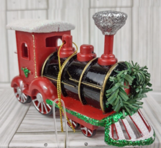 Choo Train Christmas Tree Ornament Hanging keepsake Wreath Glitter Holiday Decor - £8.55 GBP