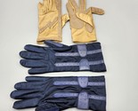 Faux Leather Gloves Black &amp; Yellow Stretchy Lot of 2 Wrist Length Vtg - £30.85 GBP