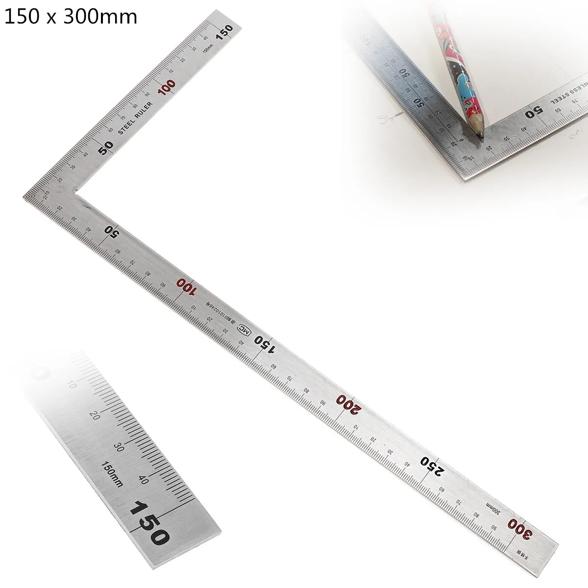 1pc  Steel Square Set 90 Degree Angle Metric Try Mitre Square Ruler 150 x 300mm  - £165.87 GBP