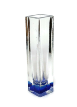 Vtg Murano style Sommerso glass vase blue pattern inside bud vase soliflore - $27.70