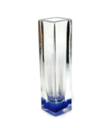 Vtg Murano style Sommerso glass vase blue pattern inside bud vase soliflore - £21.39 GBP