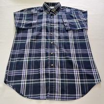 Saddlebrook Button-Down Collar Men's Blue & White Plaid Shirt Short Sleeve Sz M image 8