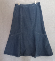 Christopher &amp; Banks womens Denim Flared Midi Skirt Blue Size 8 Hidden Zi... - £13.86 GBP