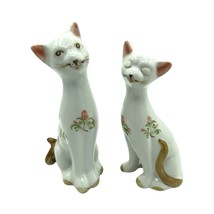 2 Vintage Hand Painted Porcelain Cat Figurines Kittens 6 inches - £18.58 GBP