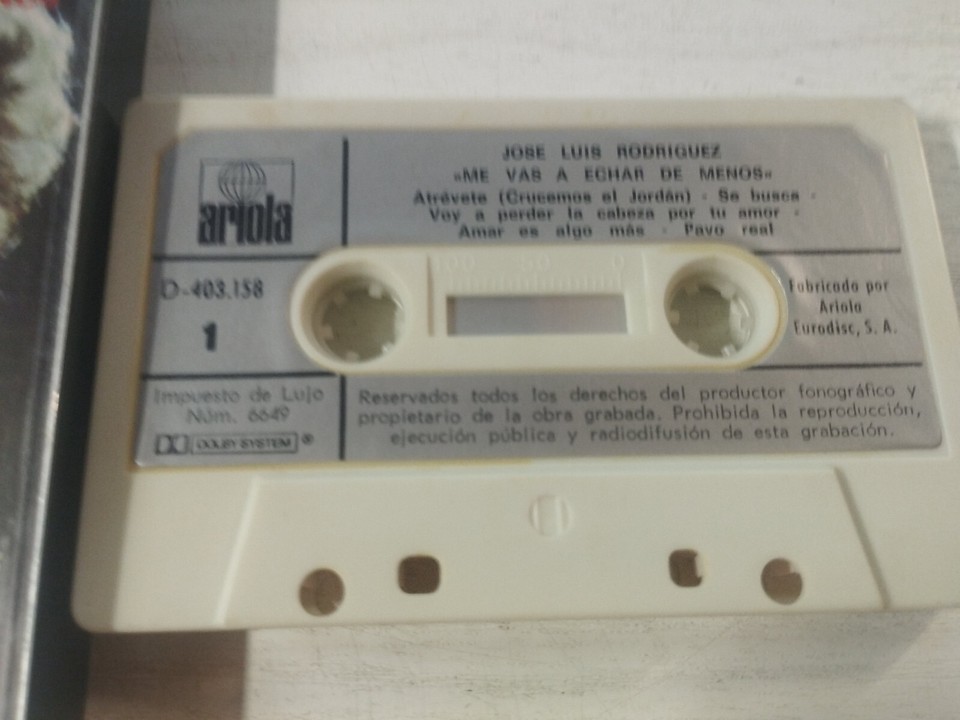 JOSE LUIS RODRIGUEZ el Puma Me Vas a Echar de Menos 1980 Ariola - CASSETTE Ta... Item image 2