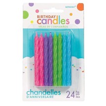 24 Multicolor Glitter Candles Cake Topper Birthday Party Supplies 3&quot; Tal... - £3.15 GBP