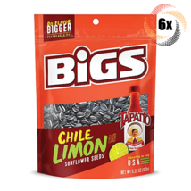 Full Box 6x Bigs Chile Limón Flavor Sunflower Seed Bags 5.35oz Do Flavor... - £24.28 GBP
