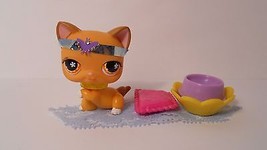 LPS #539 RETIRED LPS Littlest Pet Shop ORANGE PAW UP CAT  RARE with acce... - £14.26 GBP