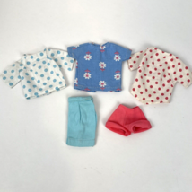 Vintage Barbie Doll Clothes Polka Dot Floral Pink Blue Top Shorts Lot 5 Clone  - £19.11 GBP