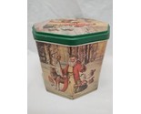 Vintage Santa Clause With Reindeer And Squirrels Tin 4.5&quot; X 4.5&quot; X 4&quot; - £34.40 GBP