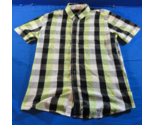 UNION BAY YELLOW BLACK WHITE PLAID SHORT SLEEVE BUTTON UP CASUAL SHIRT M - $19.76