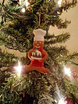 Gingerbread Chef Holding A Baked Cake Holiday Ornament - £9.29 GBP