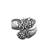 Religious Flower Stretch Adjustable Spoon Ring Sterling Silver - $15.14