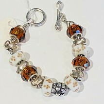 Charm Bracelet Childs 14 Charms 6&quot; Silver Tone Copper Paus Hearts Pigs Handmade - $24.74