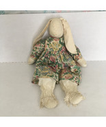 Vintage handmade primitive style floppy ear cloth stuffed bunny wearing ... - $33.78 CAD