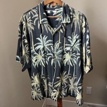 Tommy Bahama Hawaiian Shirt Men&#39;s XL Silk Short Sleeve Black Tropical Palm Men - £23.73 GBP